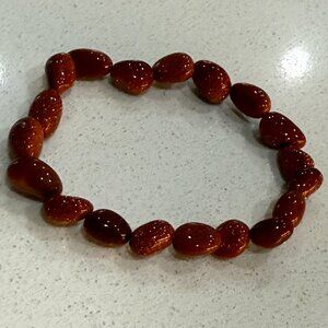 Goldstone Glass Bead Stretch Bracelet